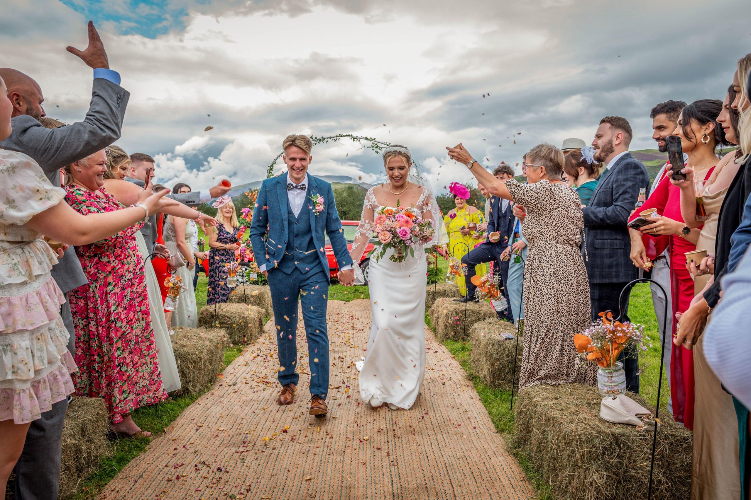 A Fjell tipi wedding set against the Lake District landscape